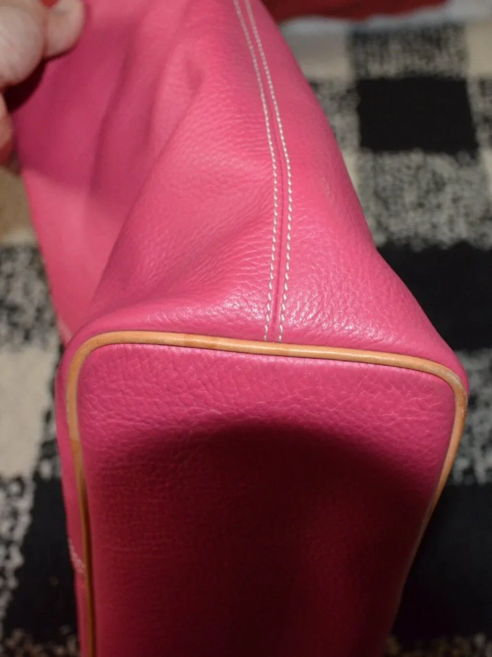 Dooney & Bourke All Weather Leather Bright Pink Hobo Handbag w/vachetta trim